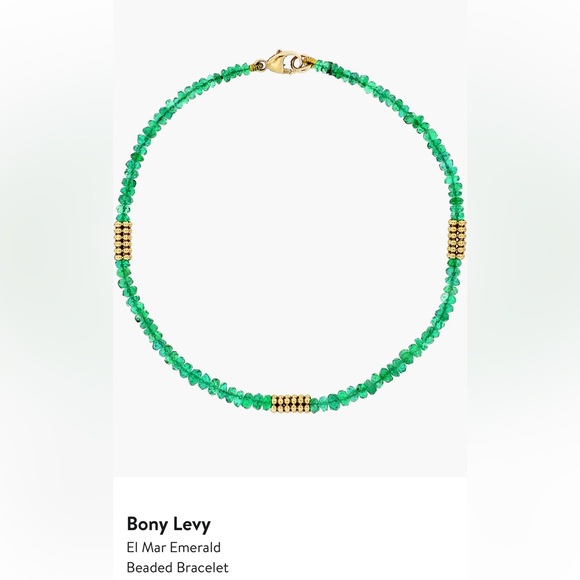 Bony Levy Emerald 14k gold genuine gemstone bracelet.  Sapphire also shown. - Picture 3 of 3
